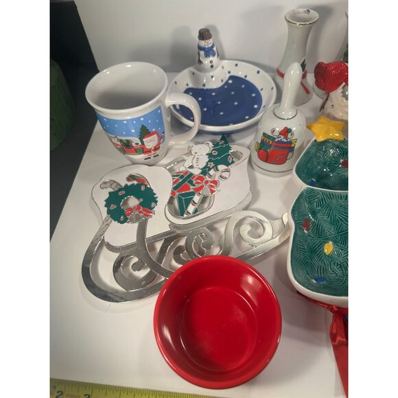 Lot of VTG CHRISTMAS DISHES including Mugs, Candle Holders, Serving Dishes. Boyn - Picture 3 of 8